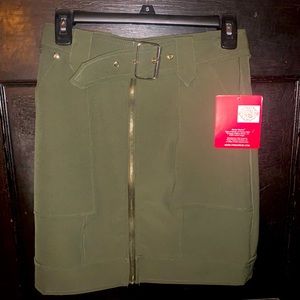 army green buckled skirt